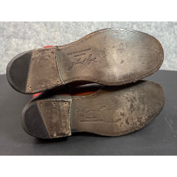 FRYE Red Distressed Sz 8.5 Phillip Harness Tall Leather Boots Western Riding Zip - Picture 6 of 9